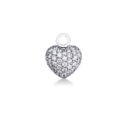 Pendentif cœur bombé pavé en or blanc 18 ct avec diamants