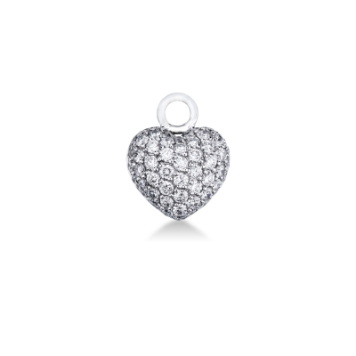 Pendentif cœur bombé pavé en or blanc 18 ct avec diamants