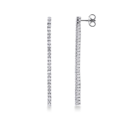 Boucles d'oreilles femme diamants  rivière en or blanc 750
