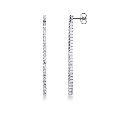 Boucles d'oreilles femme diamants  rivière en or blanc 750