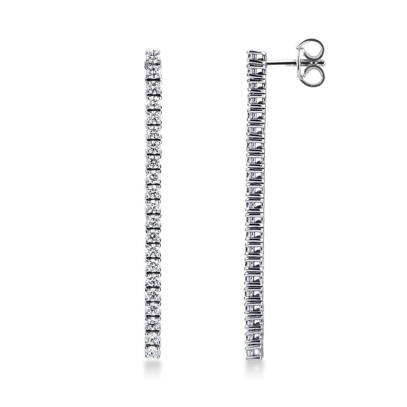 Boucles d'oreilles rivière diamants or blanc 750 