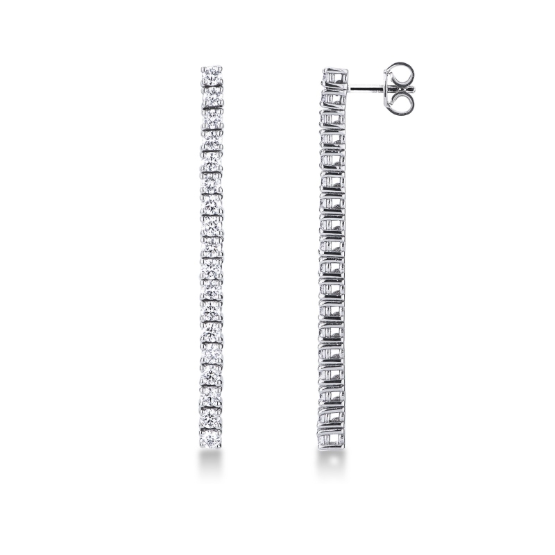 Boucles d'oreilles femme diamants tennis or blanc 18k 