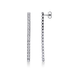 Boucles d'oreilles rivière de diamants en or blanc 18k 
