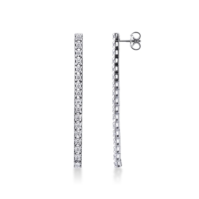Boucles d'oreilles rivière de diamants en or blanc 18k 