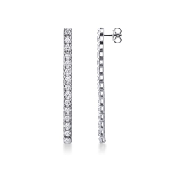 Boucles d'oreilles tennis rivière diamants or blanc 18k