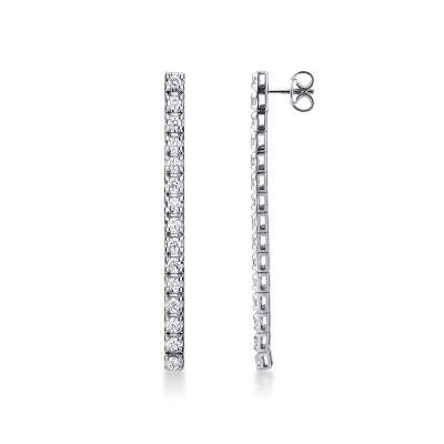 Boucles d'oreilles tennis rivière diamants or blanc 18k