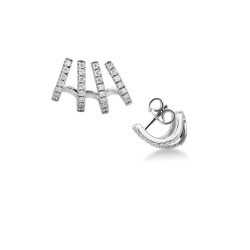 Boucles d'oreilles en or blanc 18 carats avec rangées de diamants