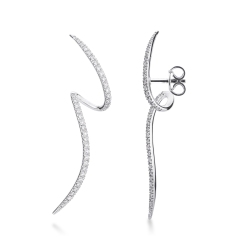Boucles d'oreilles en spirale avec diamants en or blanc 750