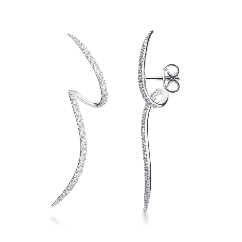 Boucles d'oreilles en spirale avec diamants en or blanc 750