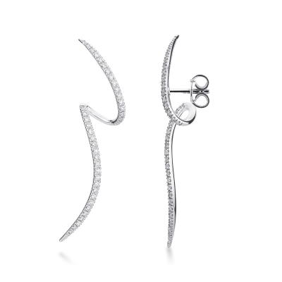Boucles d'oreilles en spirale avec diamants en or blanc 750