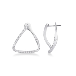 Boucles d'oreilles triangle en or blanc 18k serties de diamants 