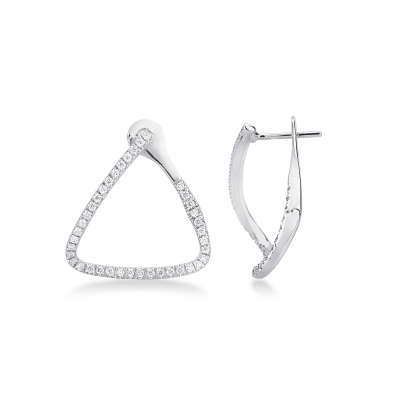 Boucles d'oreilles triangle en or blanc 18k serties de diamants 