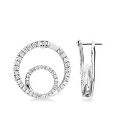 Boucles d’oreilles double cercle en or blanc 18k avec diamants