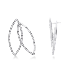 Boucles doreilles double ovale en or blanc 18k avec diamants