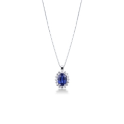 Collier pendentif saphir entourage diamants