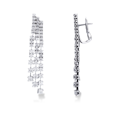 Boucles d’oreilles cascade tennis en or blanc 18k avec diamants