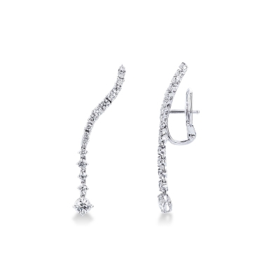 Boucles d’oreilles pendantes souples en or blanc 18k avec diamants