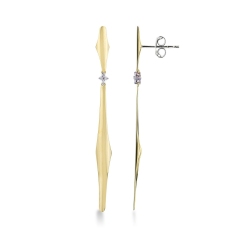 Boucles d’oreilles barrettes or bicolore 18K diamants fleur