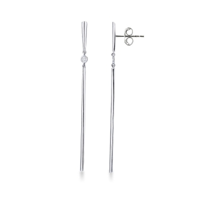 Boucles d’oreilles pendantes barrettes en or blanc 18k avec diamant
