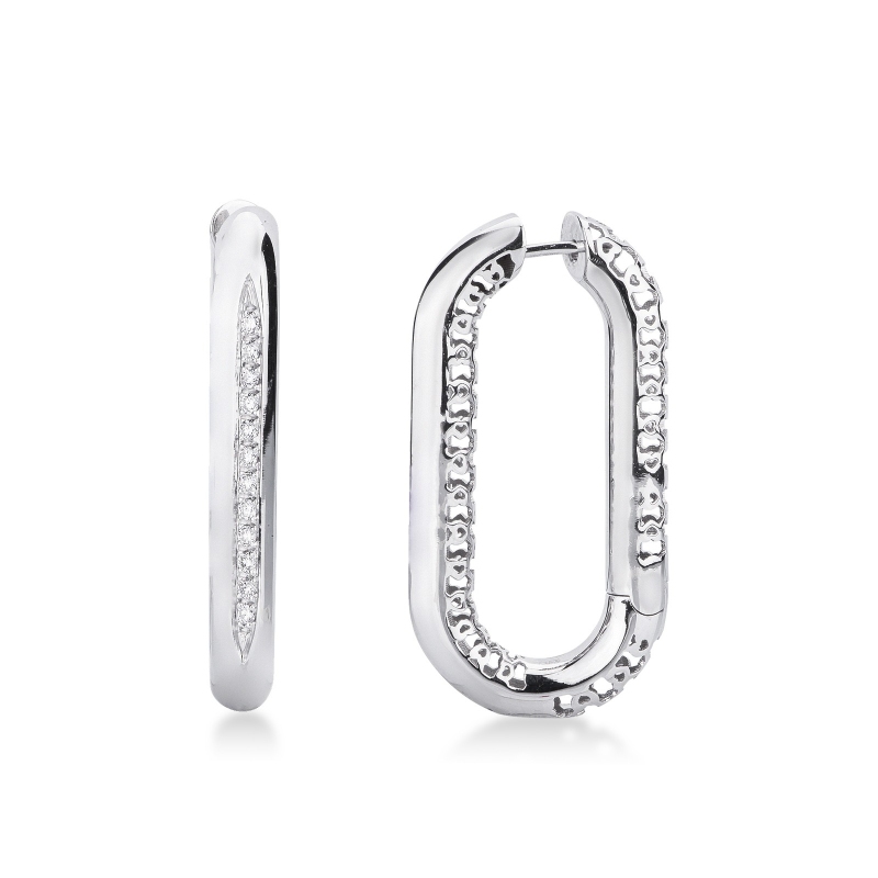 Boucles d'oreilles en or blanc 18 carats avec diamants