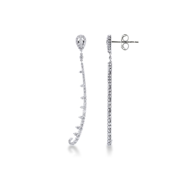 Boucles d’oreilles design en or blanc 18k avec pendants en diamants