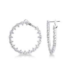 Boucles d'oreilles créoles en Or Blanc 18k avec Diamants pour femme