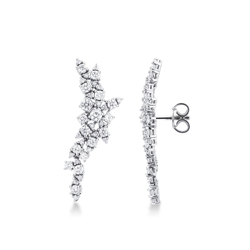 Boucles d’oreilles or blanc 18k avec diamants en cascade