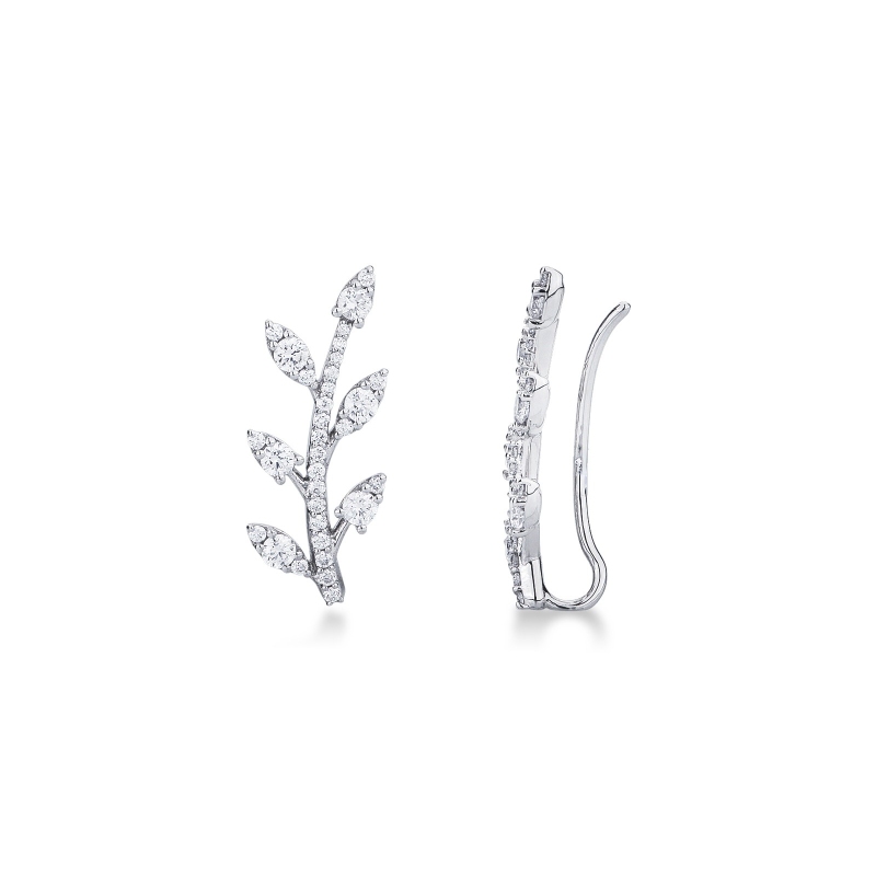 Boucles d'oreilles design en or blanc 18 carats avec diamants