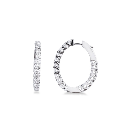 Boucles d'oreilles en or blanc 18 ct avec diamants