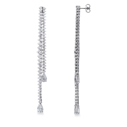 Boucles d'oreilles pendantes en or blanc 18 carats es diamants taille poire GIA