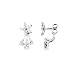 Boucles d'oreilles en or blanc 18 carats en forme de fleur