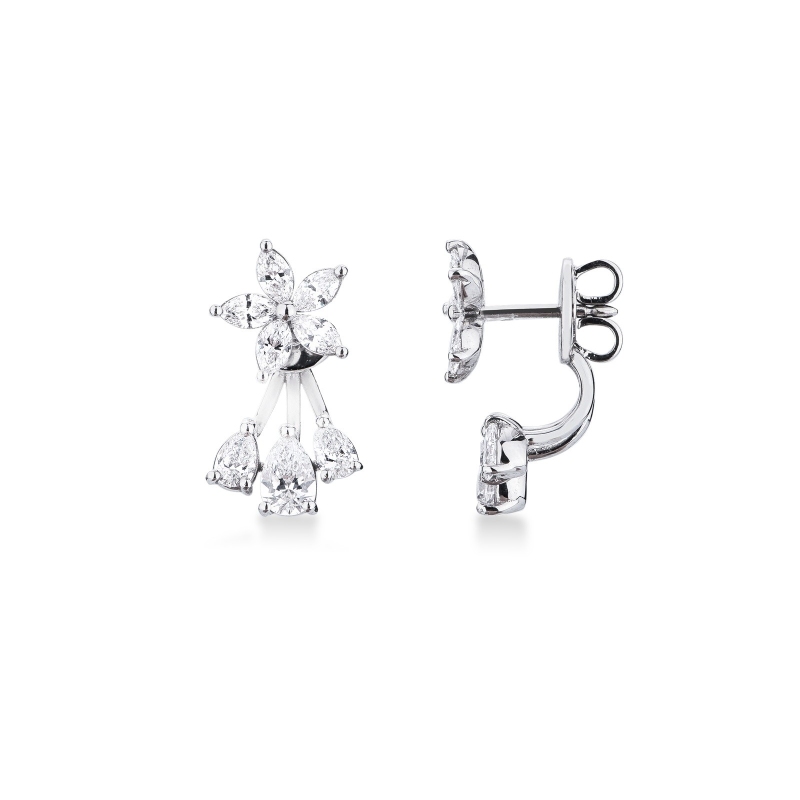 Boucles d'oreilles en or blanc 18 carats en forme de fleur