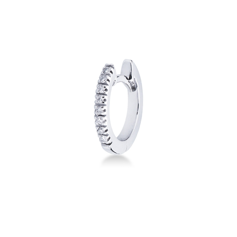 Créole unique en or blanc 18kt avec des diamants