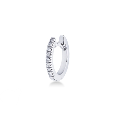 Créole unique homme en or blanc 18 carats avec des diamants