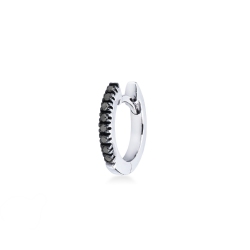 Créole mono en or blanc 18k avec diamants noirs 