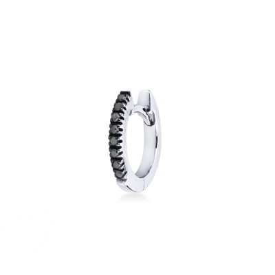 Créole mono en or blanc 18k avec diamants noirs 