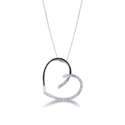 Collier coeur en or blanc 18k avec diamants