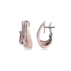 Boucles d'oreilles en or blanc et rose 18k avec diamants 