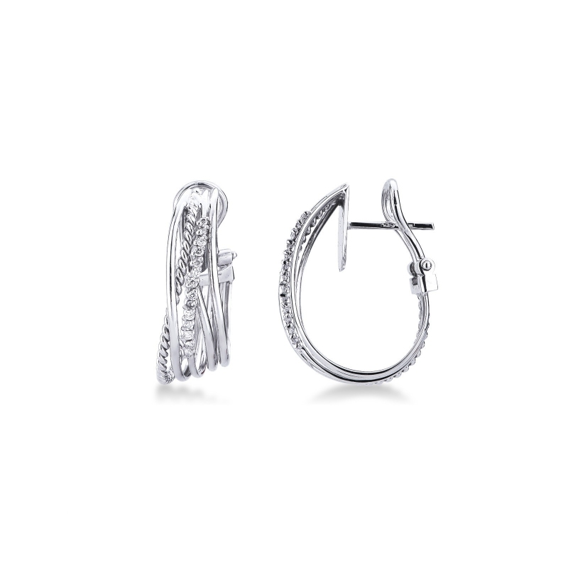 Boucles d'oreilles entrelacées en or blanc 18k et diamants 