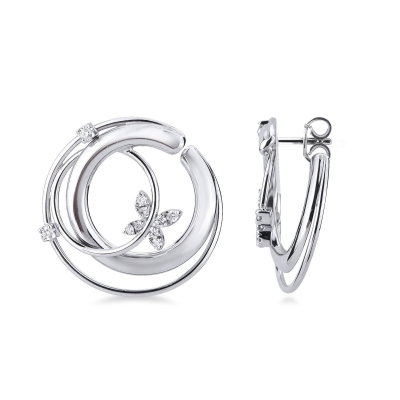 Boucles d'oreilles Lysandra en or blanc 18 carats avec diamants