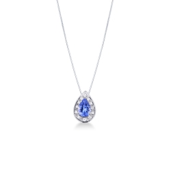 Collier pendentif en or blanc 18 carats tanzanite