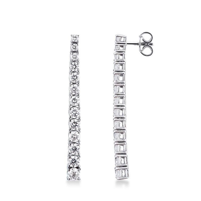 Boucles d’oreilles diamants tennis en or blanc 18k à design dégradé