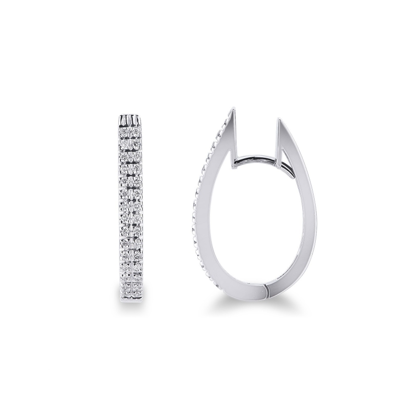 Créoles or blanc pavés de diamants  