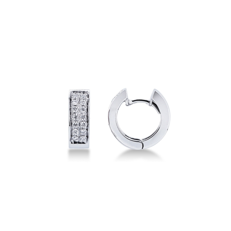 Créoles femme pavés de diamants en or blanc 18k 