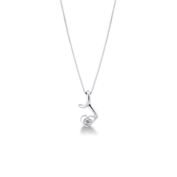 Collier solitaire en forme cœur or blanc 18k 