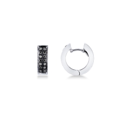 Boucles d’oreilles cercles en or blanc 18k diamants noirs