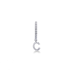 Mono boucle d'oreille en or blanc 18 carats, avec lettre C en diamants