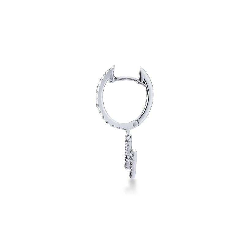 Mono boucle d'oreille en or blanc 18 carats, avec lettre H