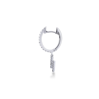 Mono boucle d'oreille en or blanc 18 carats, avec lettre H