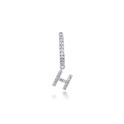 Mono boucle d'oreille en or blanc 18 carats, avec lettre H